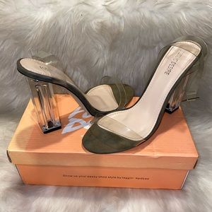 Clear Strap Block Heel